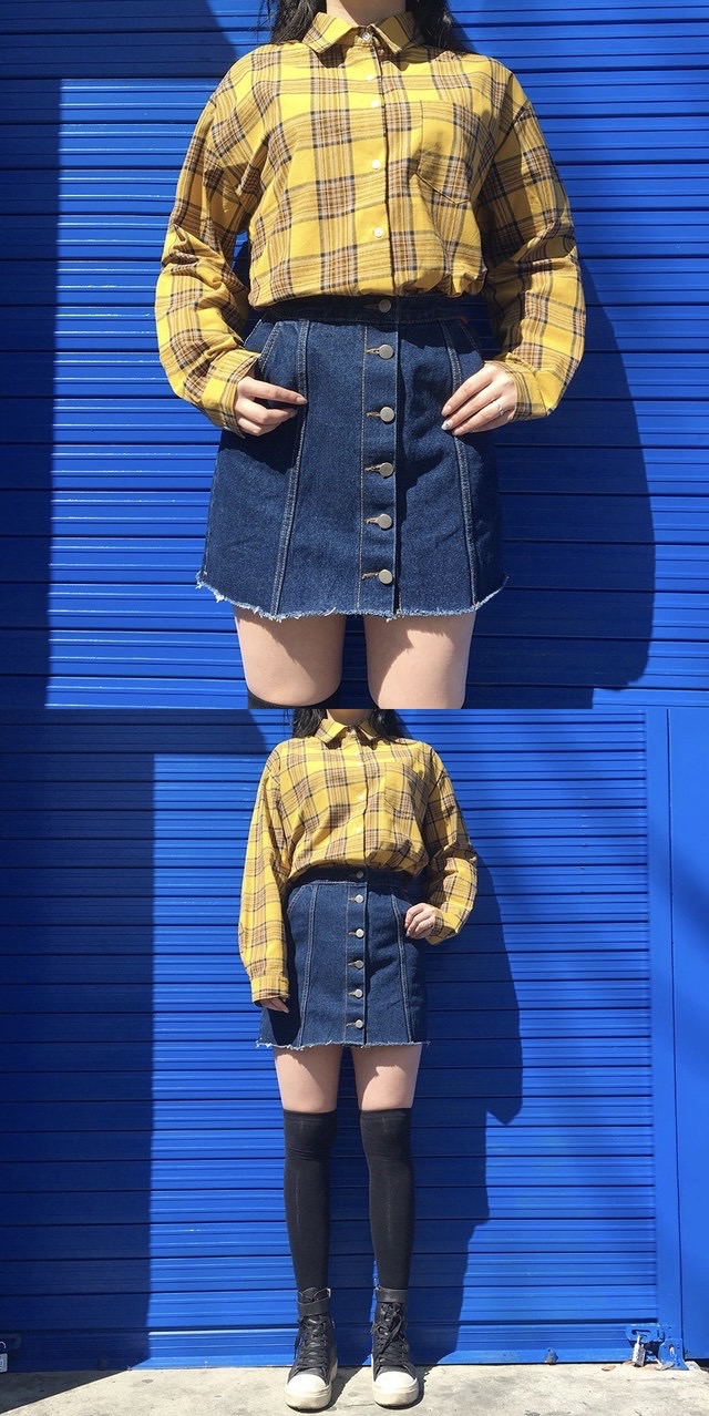 버튼 데님 스커트_ button denim sk