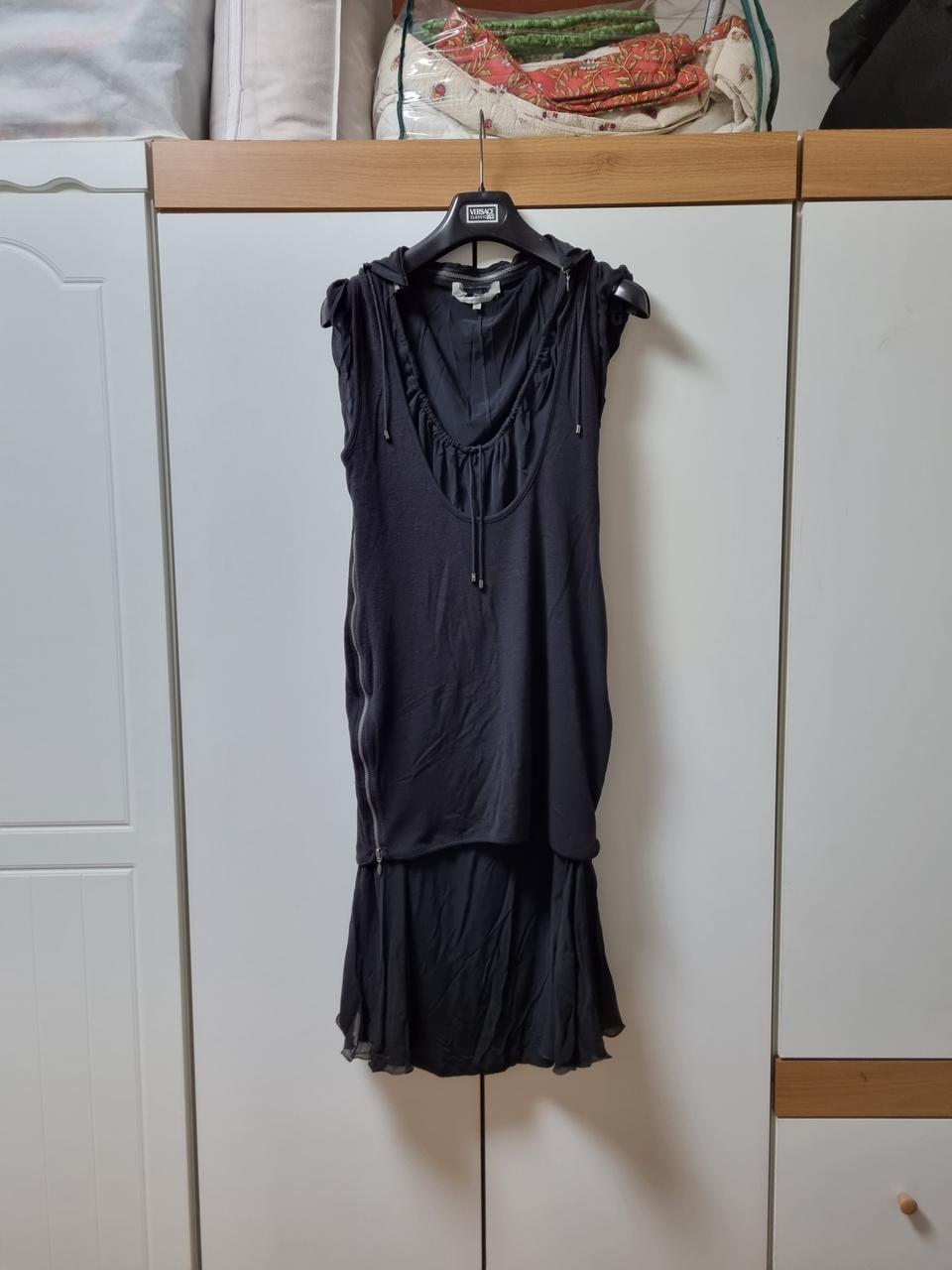 수입 블랙 쉬폰 스포티 후드 롱원피스