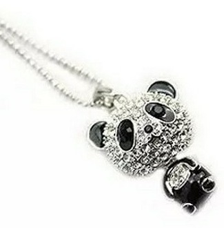 12-43. 실버/크리스탈/에나멜 판다 펜던트 목걸이
