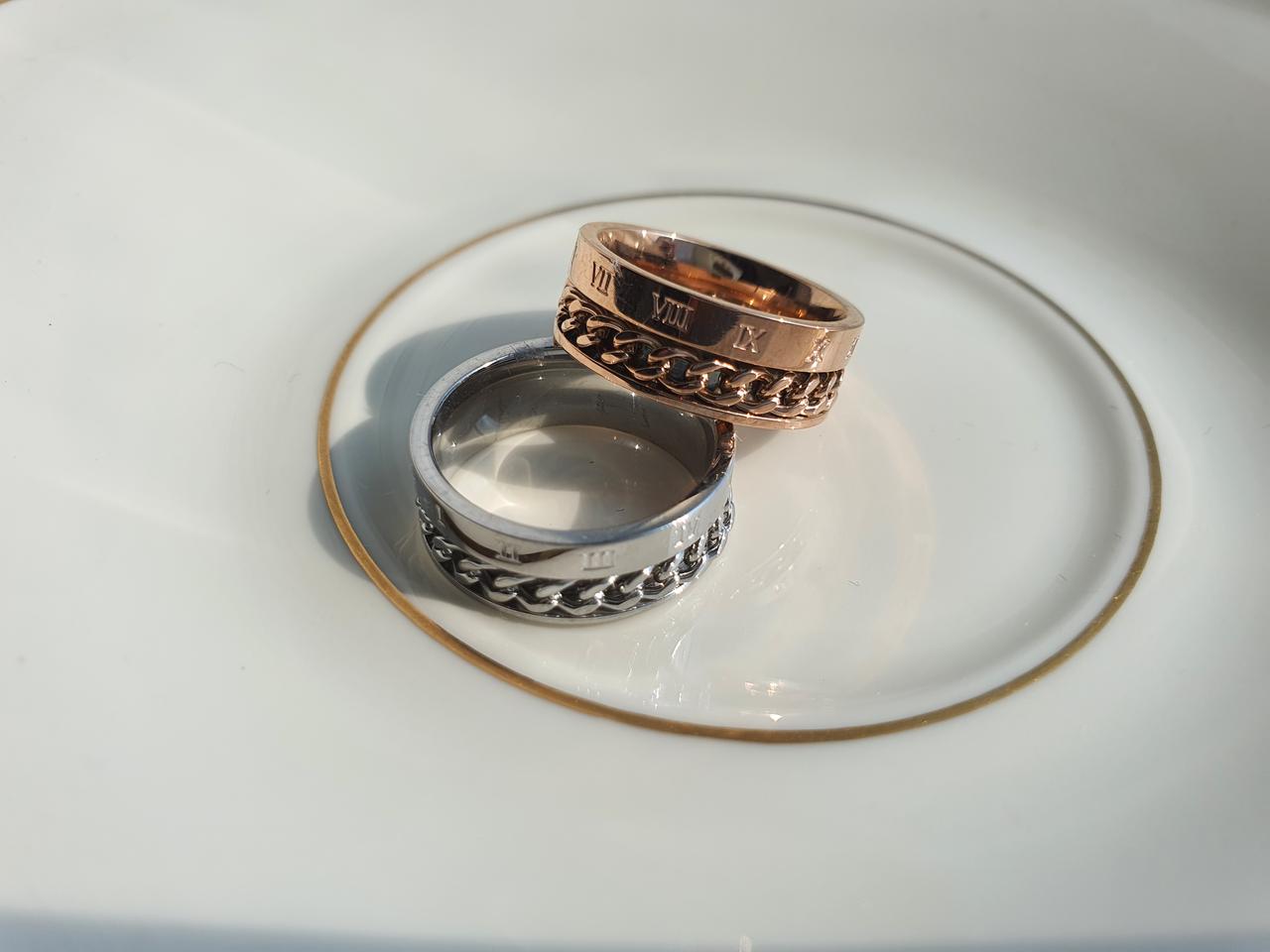 써지컬 스틸 로마숫자 체인 반지