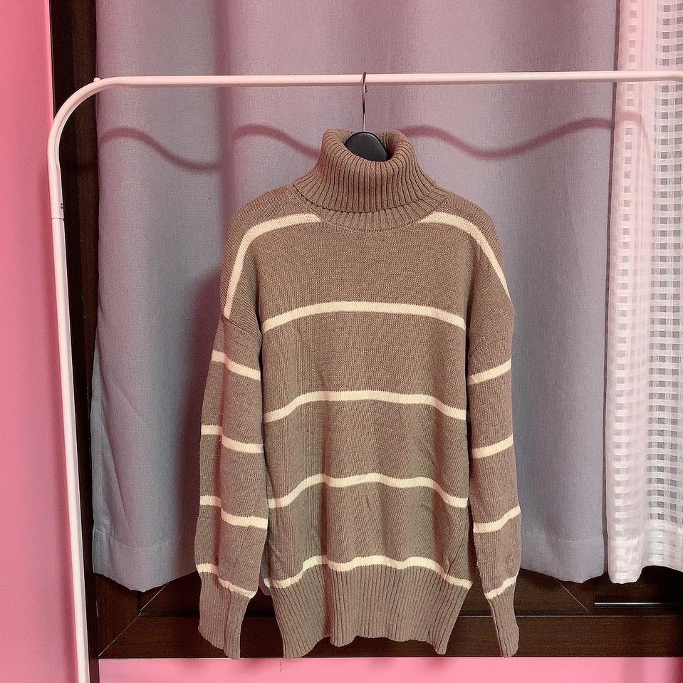 스트라이프 목폴라 니트 새상품