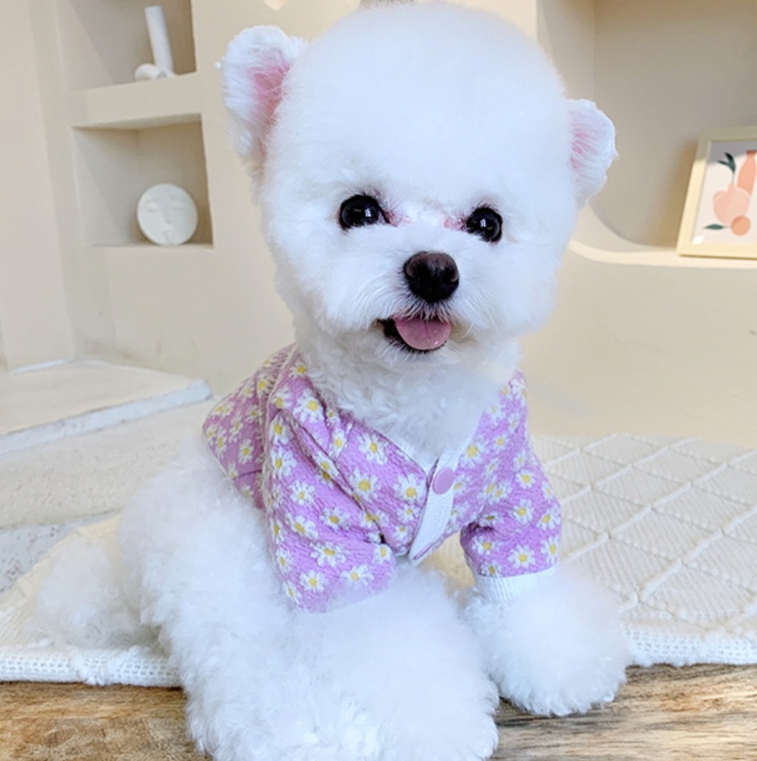 [새상품] 강아지 꽃니트옷  M