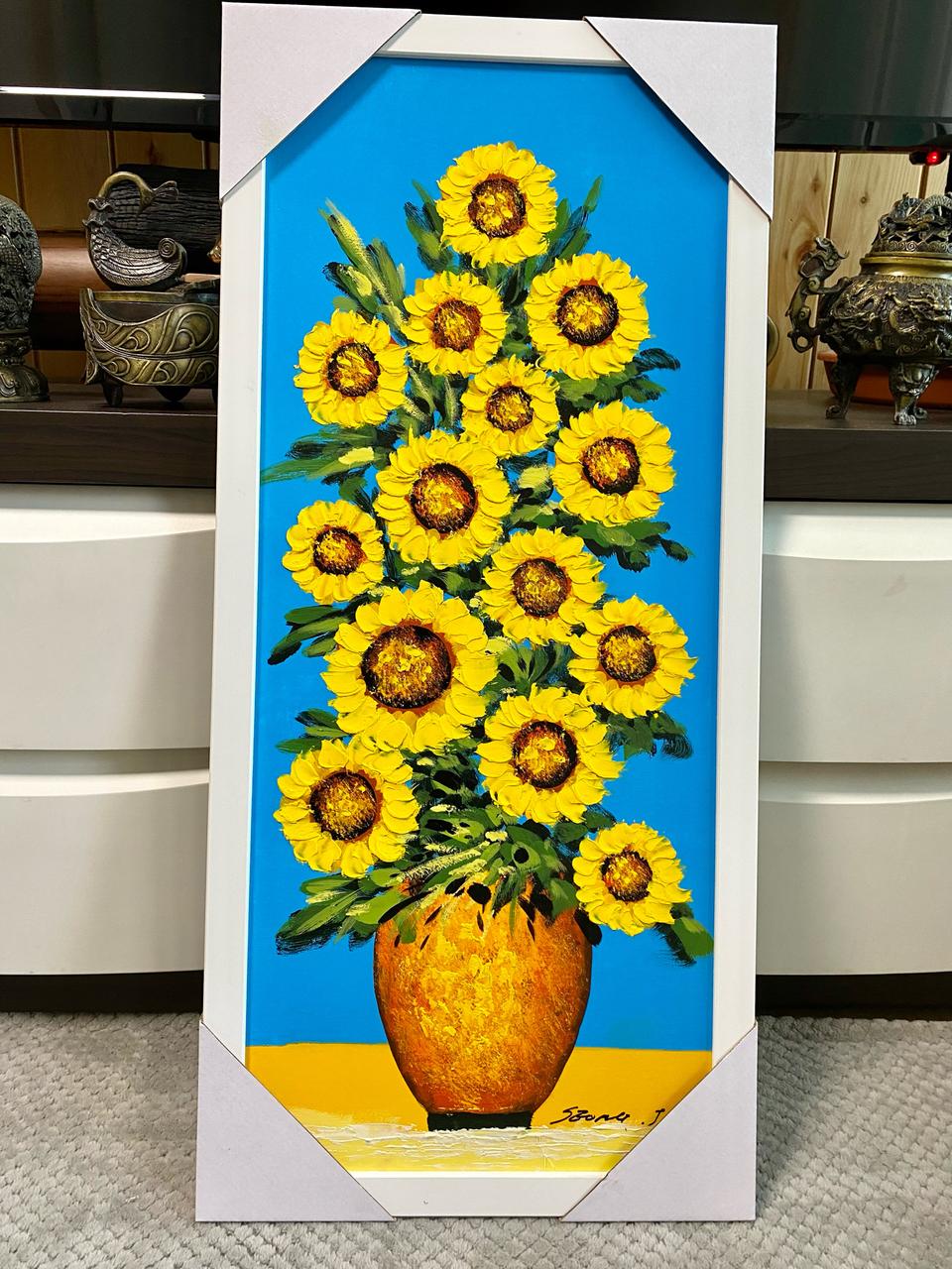 전성국화백 12호 해바라기 유화
