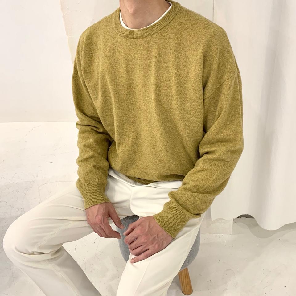 남자 봄 가을 겨울 램스울 기본 무지 니트 4color