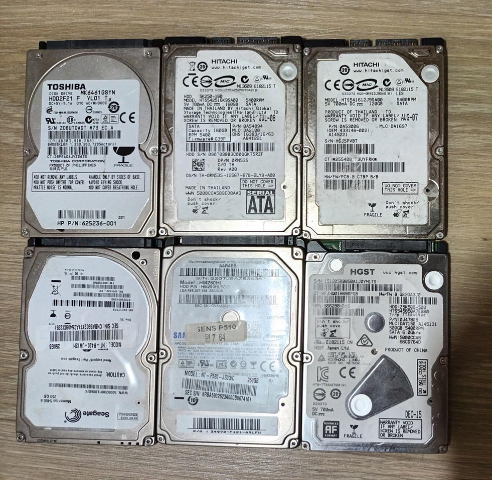 노트북 하드디스크 6개 일괄 팝니다