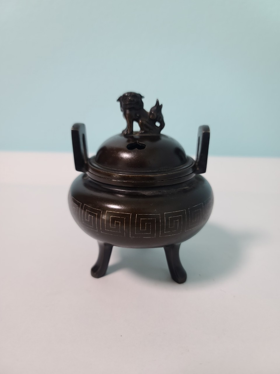 옛날 청동 은상감 향로