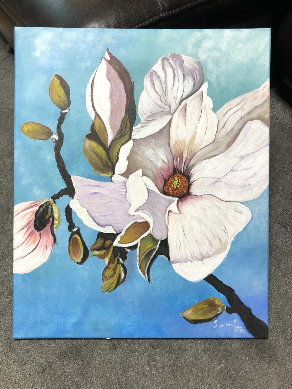 인테리어 목련 꽃그림 아크릴화 캔버스 그림액자