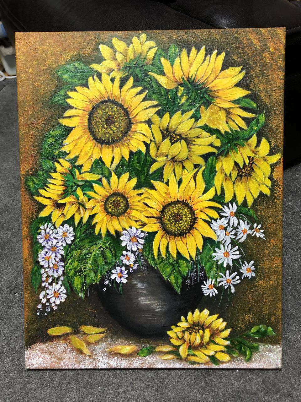 인테리어 해바라기 꽃단지 아크릴화 캔버스그림 그림액자 그림선물