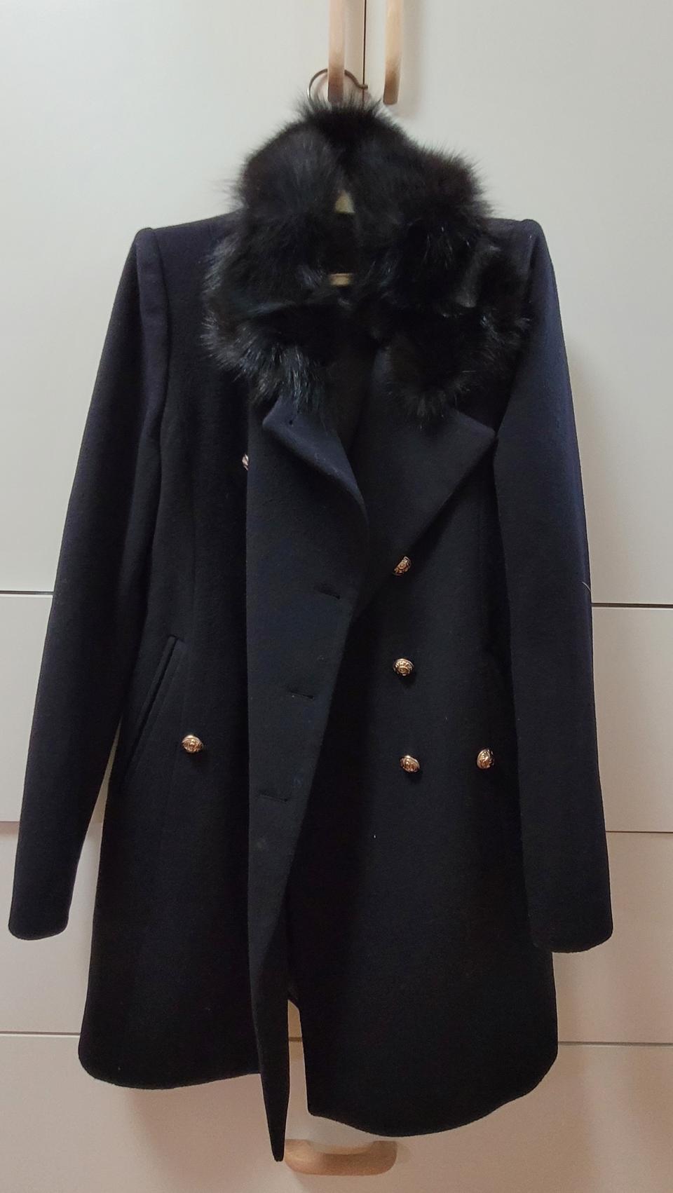 (55-66,새옷)베네통 여우털 모직 코트