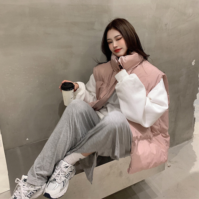  스탠드 카라 패딩 조끼 