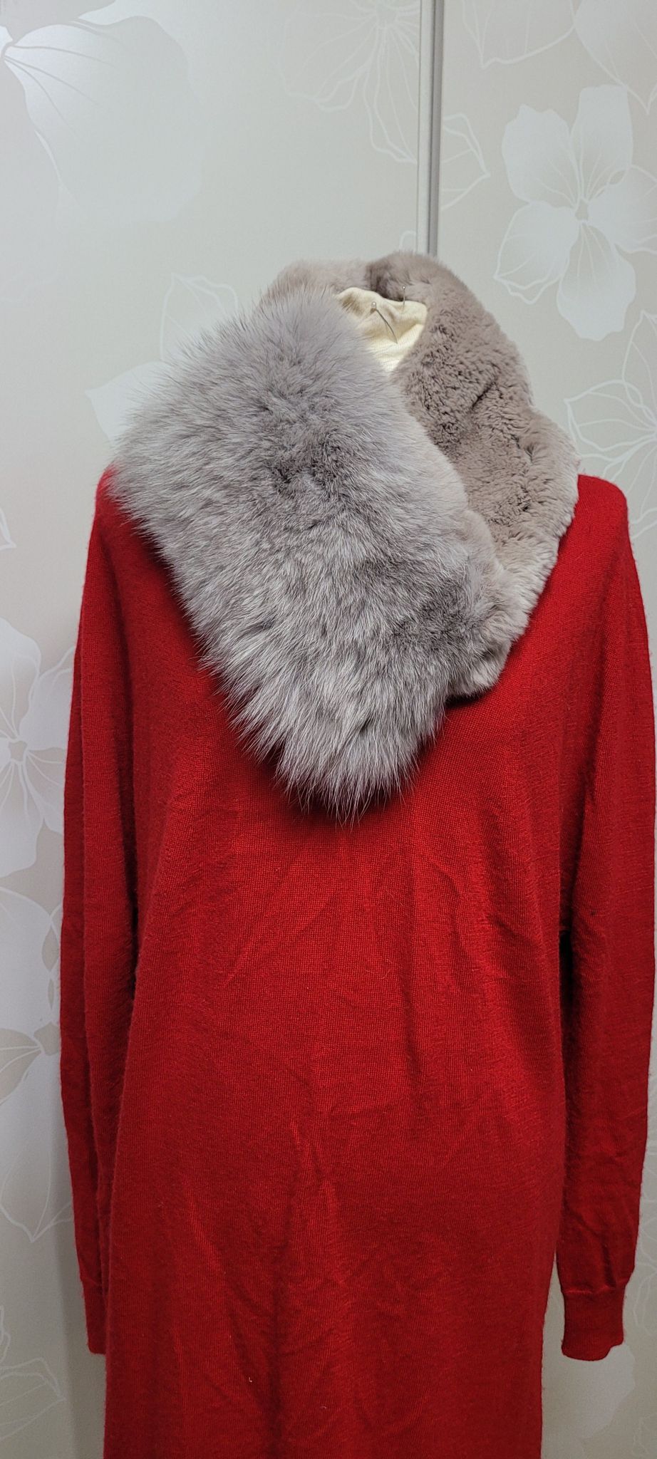 미사용  nine steps  천연모피폭스 렉스 넥워머