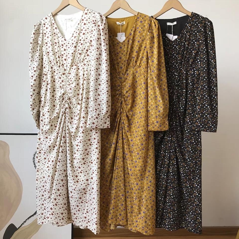 셔링 플라워 원피스(55~66)