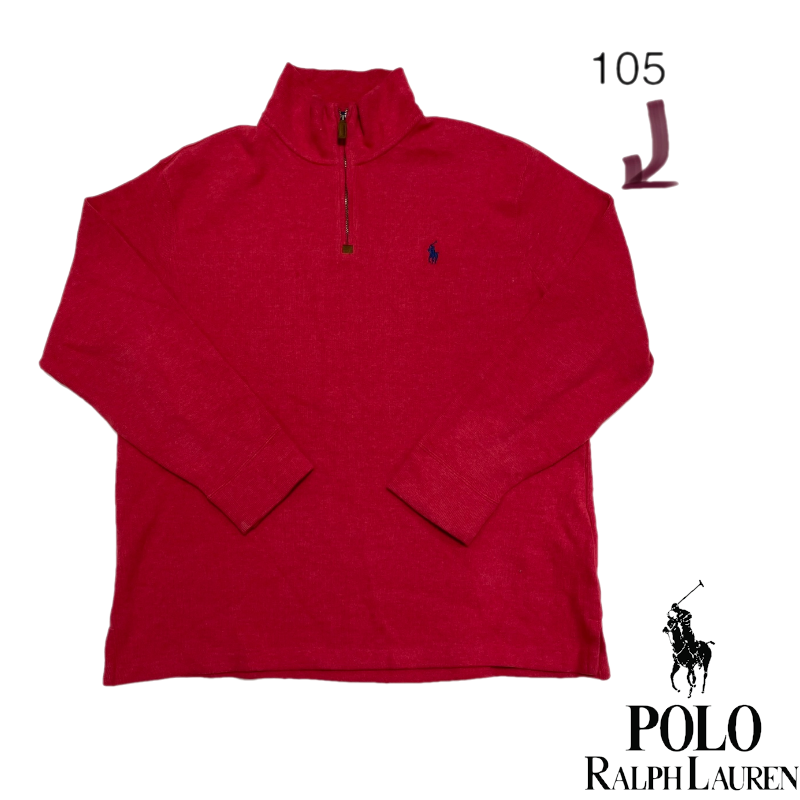 105 POLO 폴로 랄프로렌 반집업 니트 레드 