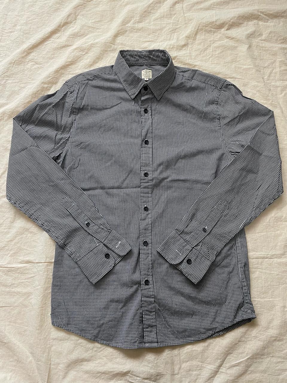 지오다노 빈티지 잔체크 사각박스 블랙셔츠 구제 면남방