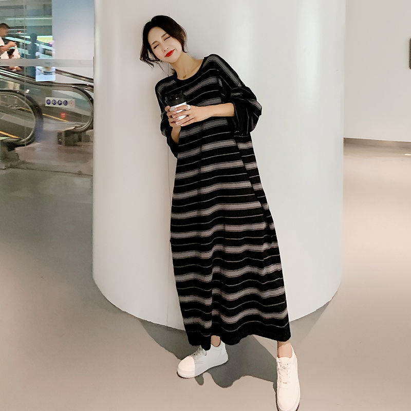 (당일배송)에떼르나 단가라원피스 니트 롱원피스 라운드 원피스