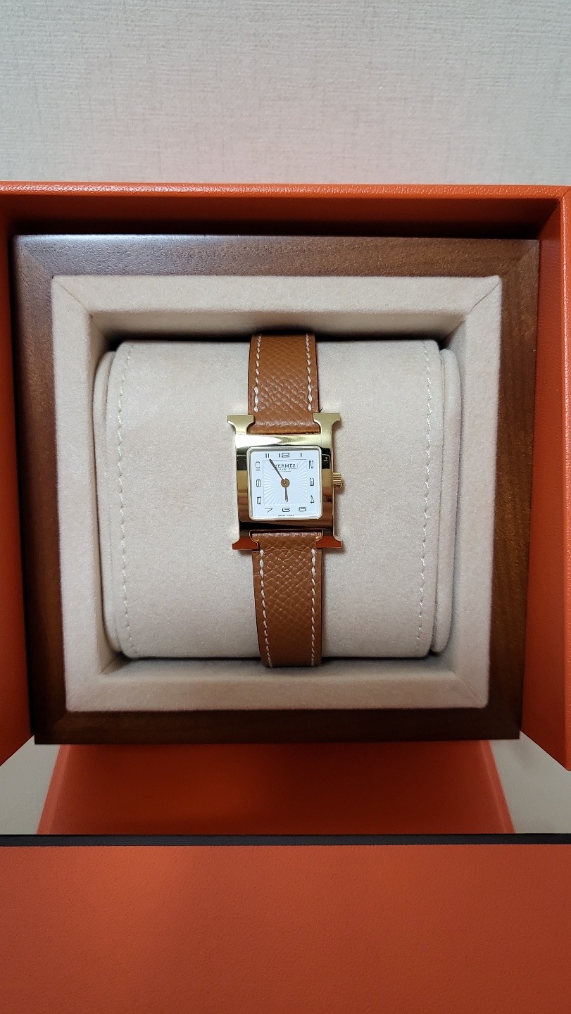 에르메스(정품) h아워 pm골드 시계 팔아요