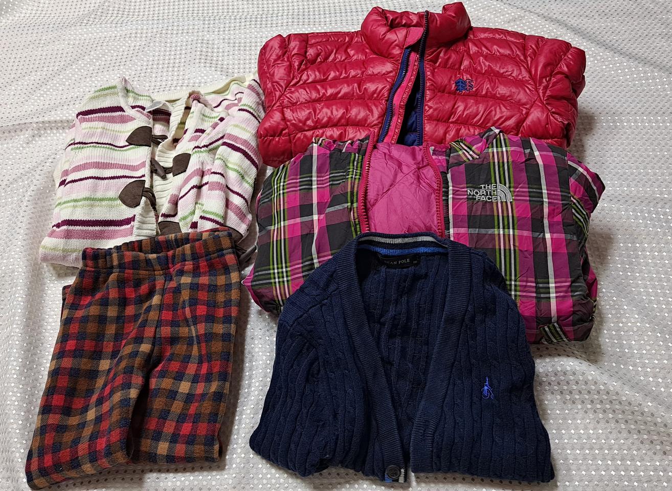 여아110호 노스페이스 패딩.빈폴가디건외 5벌