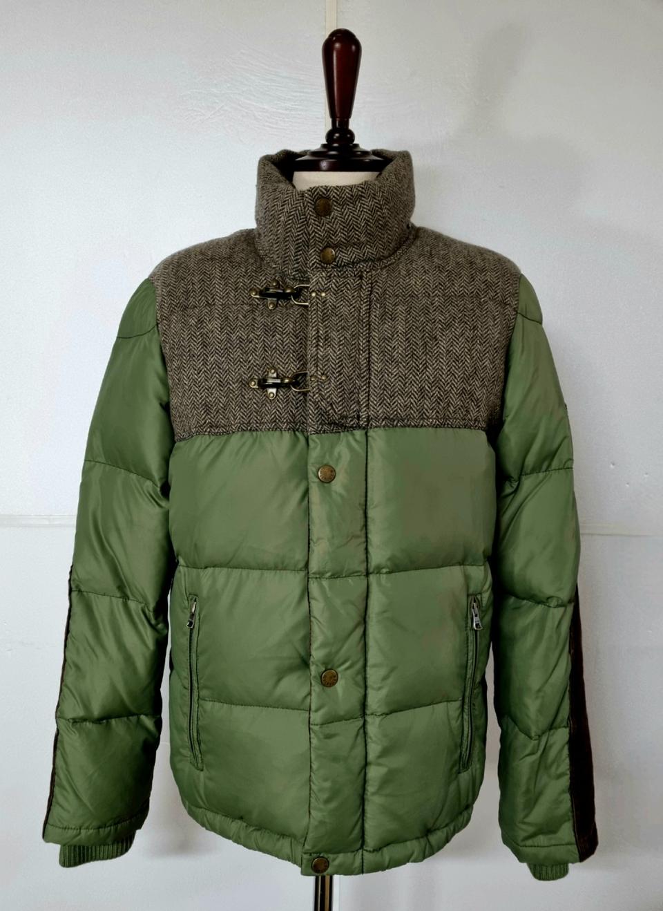 100)타미힐피거 아웃도어 클래식 울 배색구스다운패딩