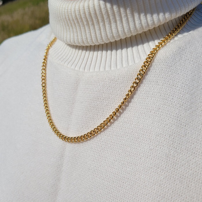 써지컬 스틸 골드 체인목걸이 4mm