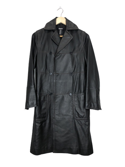 DKNY 여성 롱가죽자켓