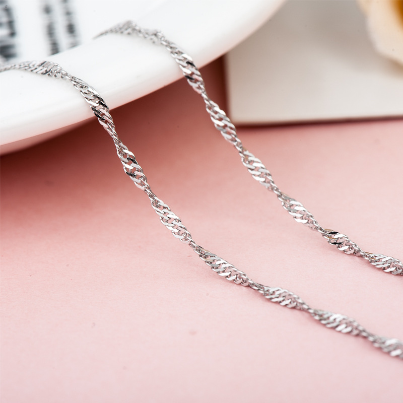 새 925 실버 도금 42cm 꼬임줄 목걸이 패션 은 쇄골 체인