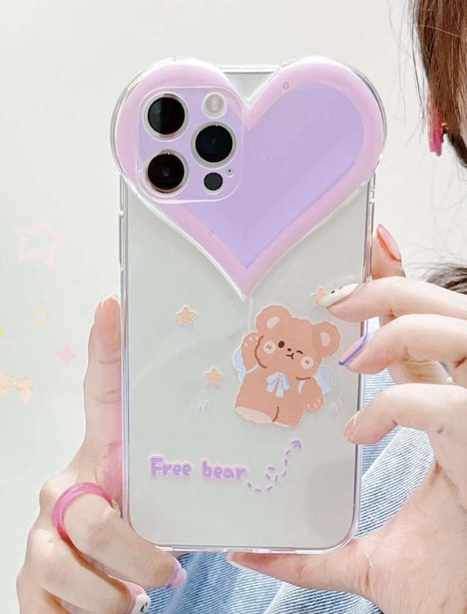 [새상품] 아이폰12pro 하트 곰돌이 케이스