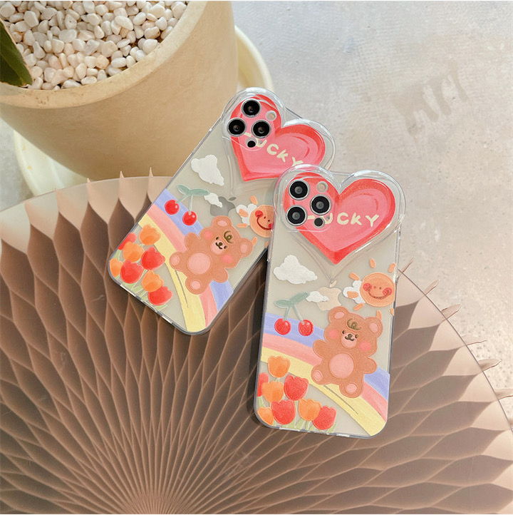 [새상품] 아이폰12 럭키 하트 곰돌이케이스