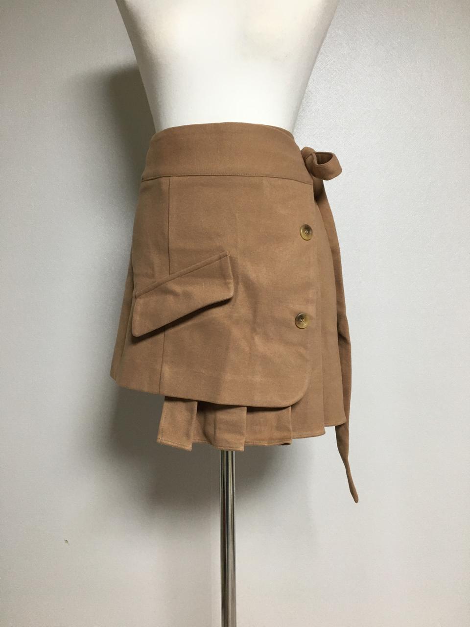 언발 플리츠 미니 랩스커트