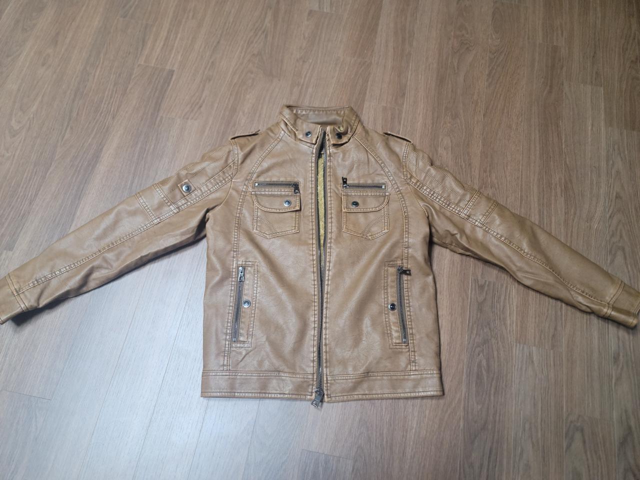 (재고떨이)구제 견장 가죽 자켓 브라운