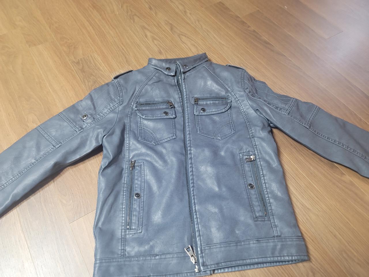 (재고떨이)구제 견장 가죽 자켓 블루