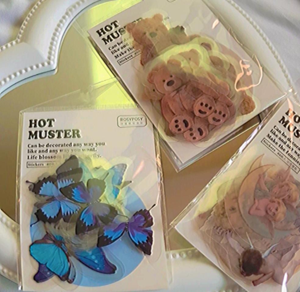 나비 베어 천사 빈티지 스티커