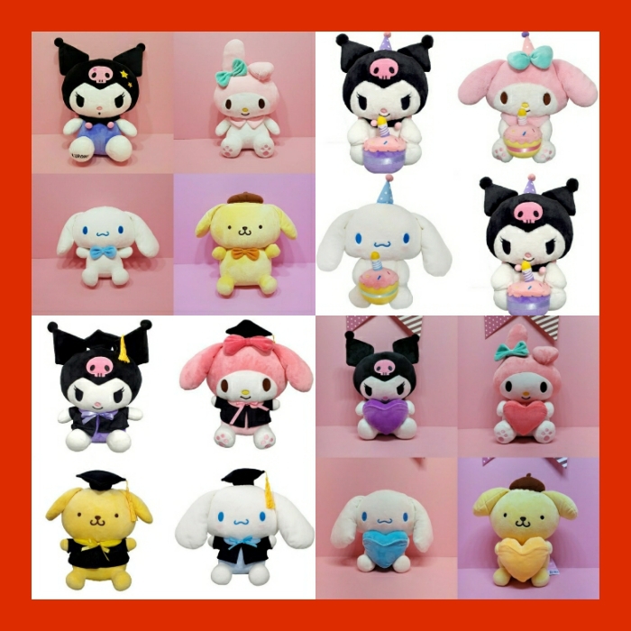 산리오 쿠로미 스타 마이멜로디 폼폼푸린 시나모롤 인형 하트 학사모 생일케