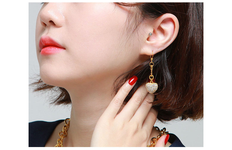 18Kgp 하트 큐빅 귀걸이