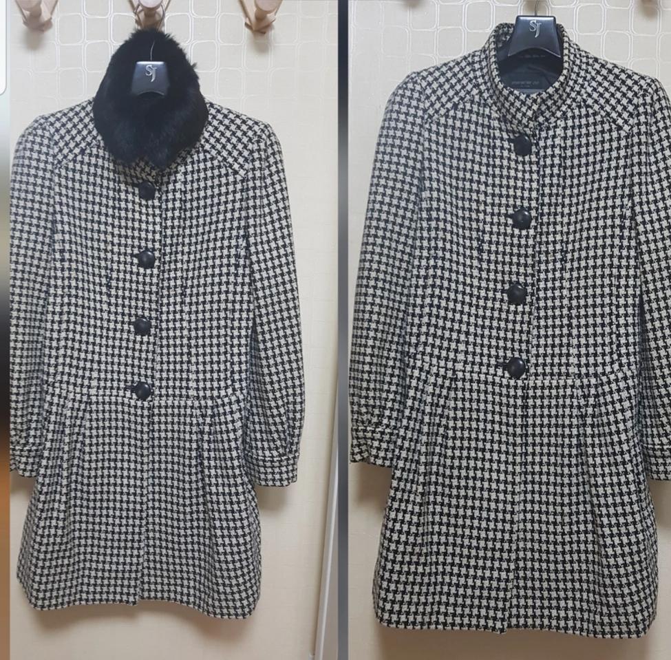 백화점정품)CC트위드코트+탈부착토끼털워머세트