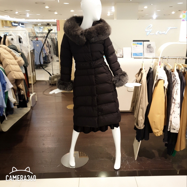 지컷 소매 퍼 트리밍 패딩 점퍼