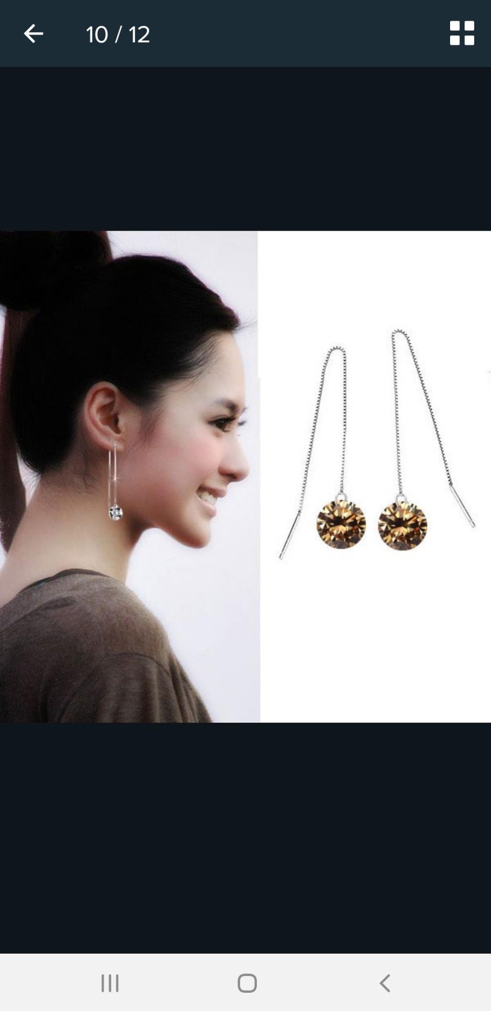 안전 새상품 925 실버 샴페인 지르코니아 1캐럿 큐빅 체인 귀걸이 무료