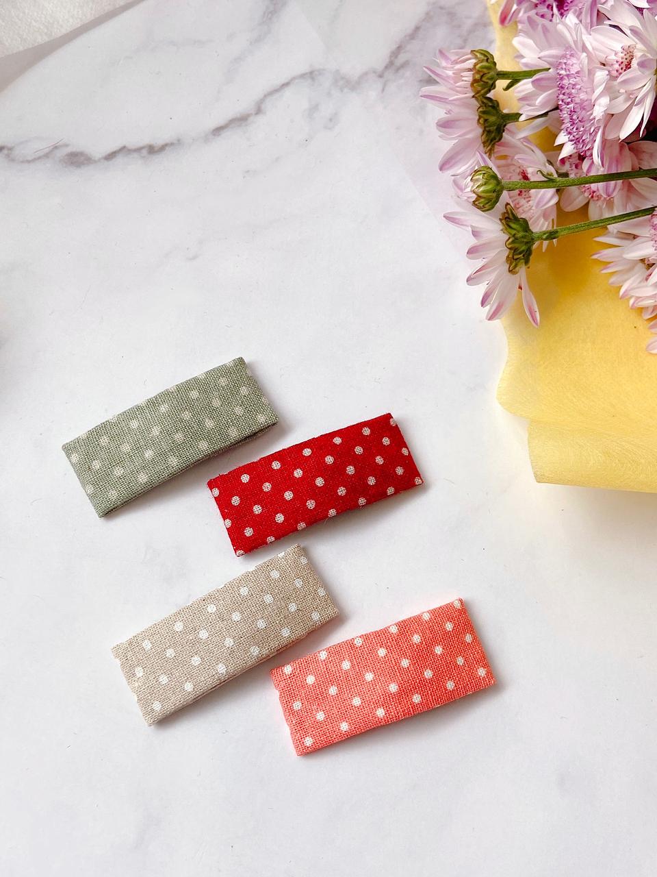 땡땡이 원단 똑딱핀 머리핀