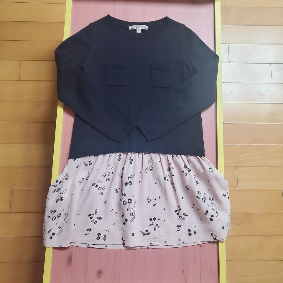 프랑스 봉쁘앙 체리 니트 원피스 8y