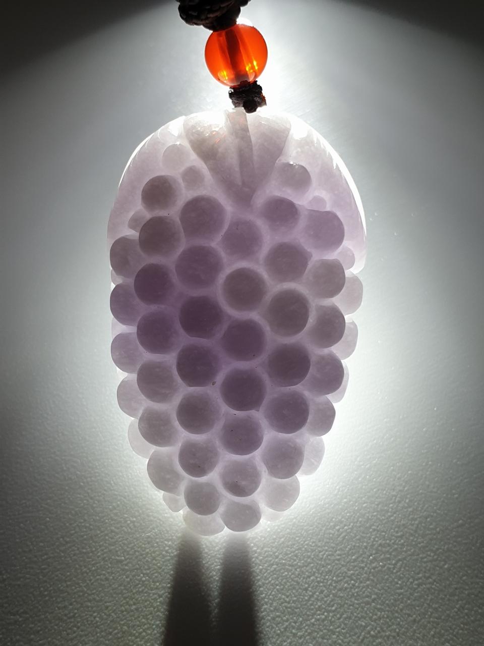 천연 고퀄 빙종 라벤더 Ajade 비취 포도목걸이(인증서있음)