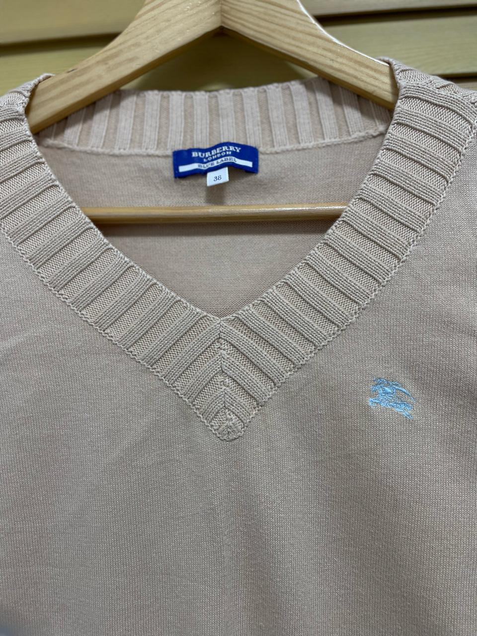 버버리 브이넥 코튼니트