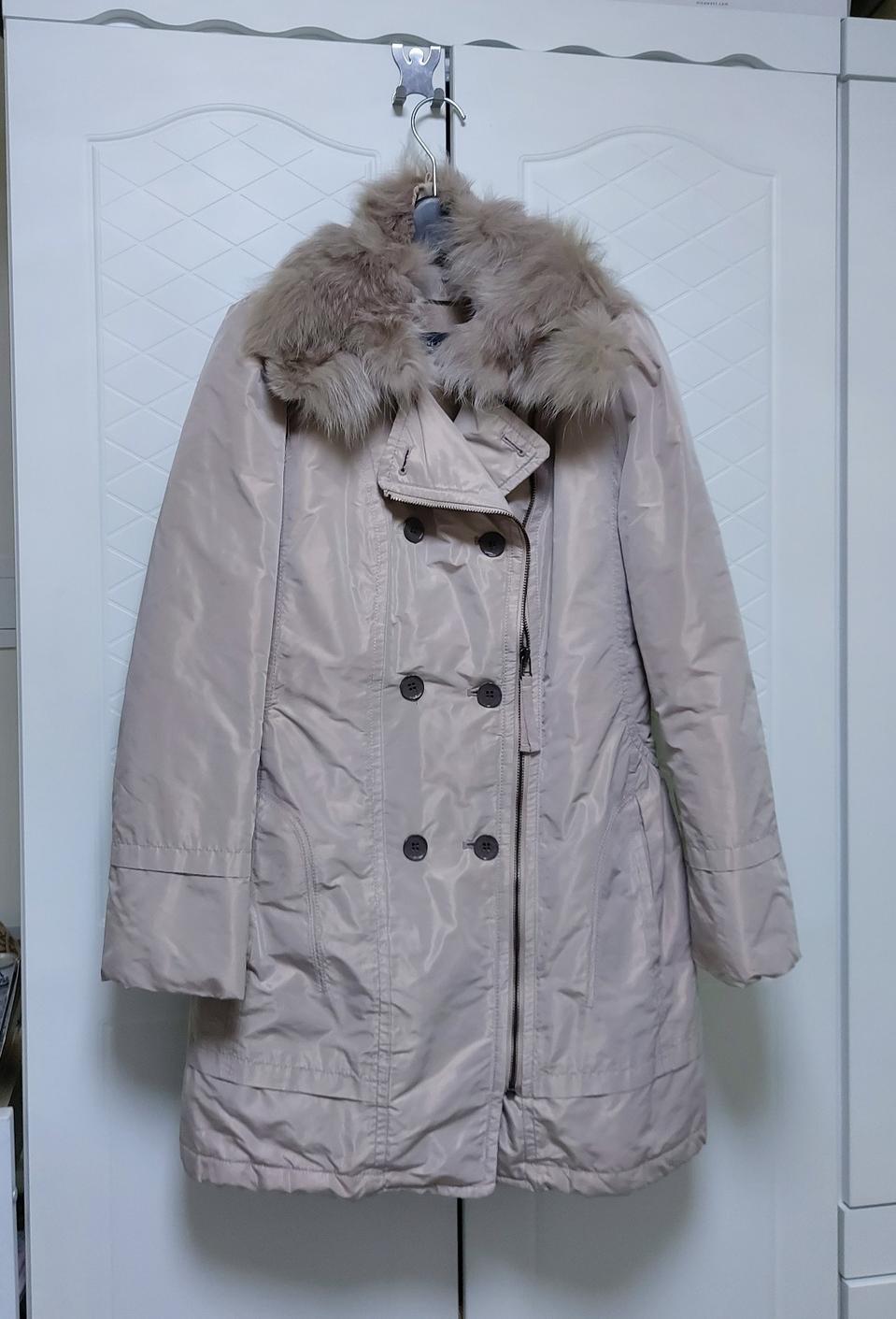 올리브데 올리브 트렌치 폭스퍼 코트 55