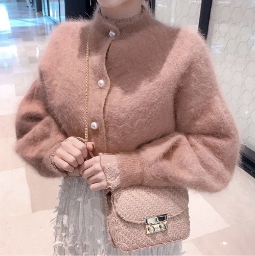 츄 모코블링 앙고라 진주 퍼프가디건 새상품