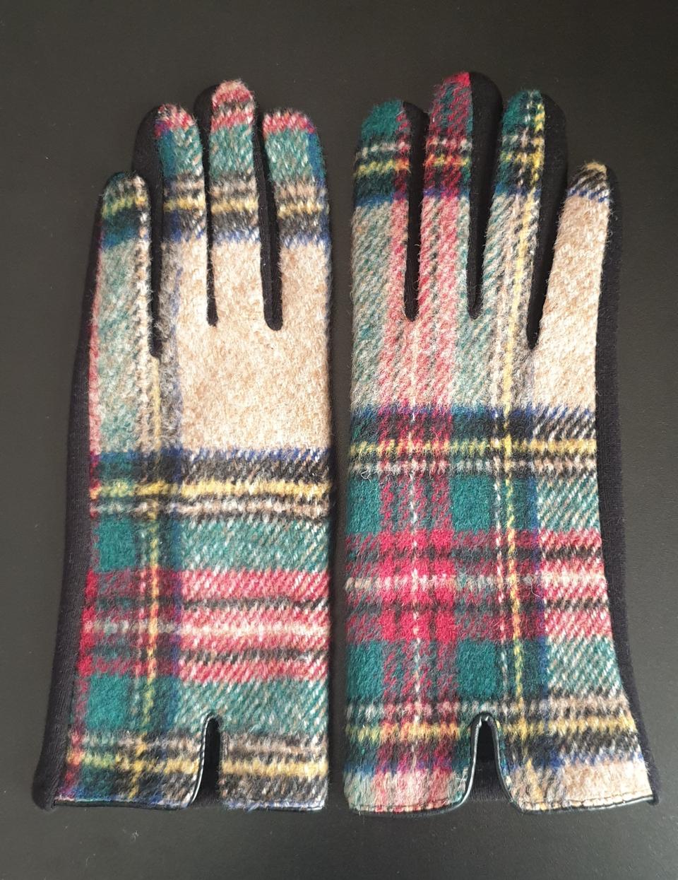 <새제품>패셔너블한 베이지 체크장갑