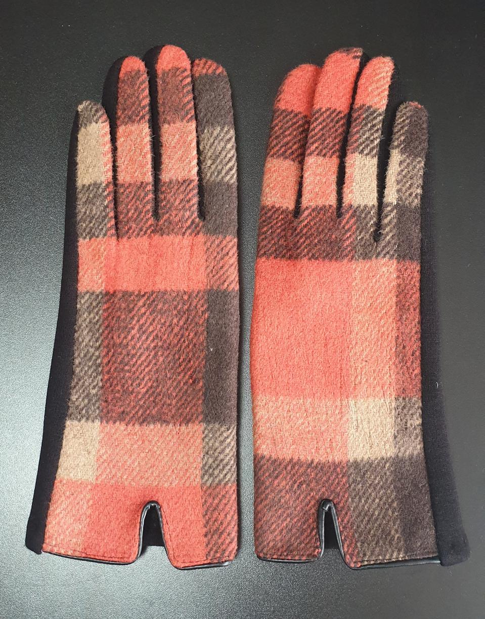 <새상품>패셔너블한 오렌지 체크장갑