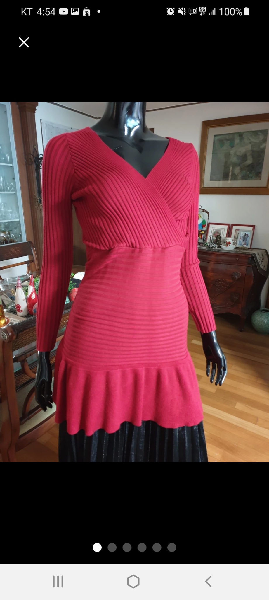 새제품 버건디 니트 미니 원피스