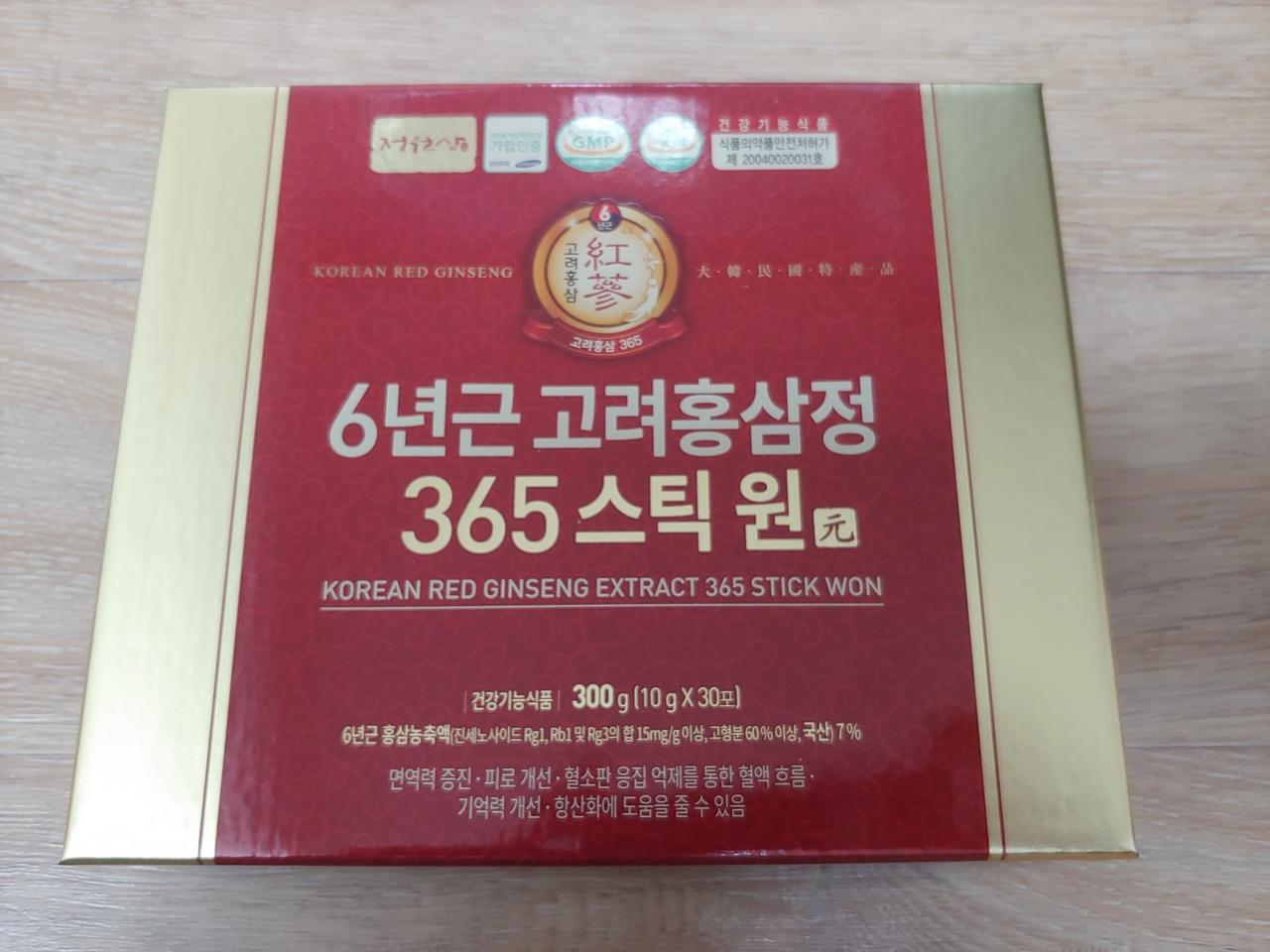 정원삼 6년근 고려홍삼정 365스틱 원 10g x 30포 짜먹는 홍삼