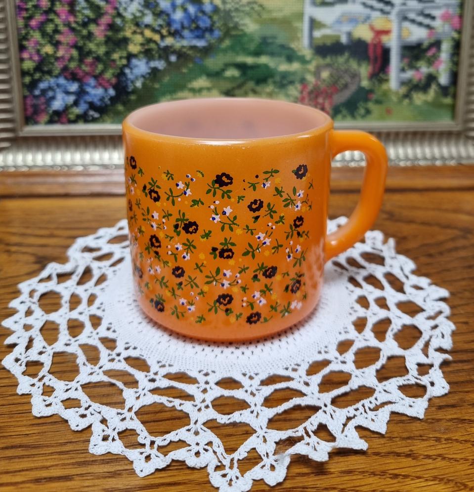 미국 빈티지 패더럴 밀크글라스 머그