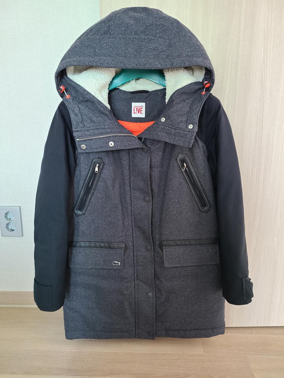 여성 라코스테 라이브 후드 겨울 점퍼 팔 탈부착 조끼 S