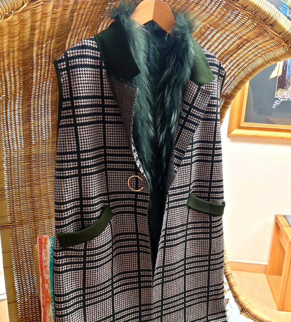 그린 니트 가디건