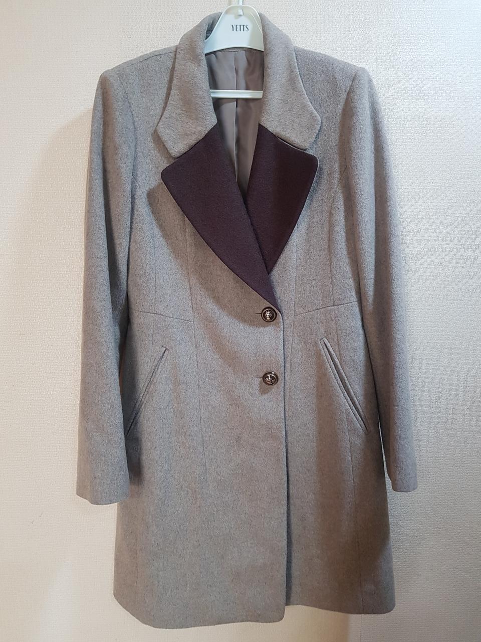 배색 카라 코트